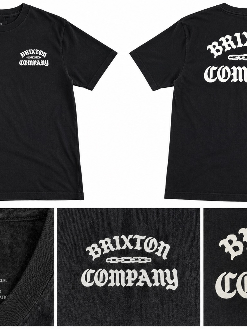 Brixton Black Short Sleeve Logo Tee with White Print
